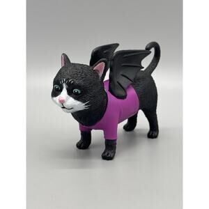 Ankyo Black Cat Halloween With Bat Wings Figure Plastic Cake Topper 4”
